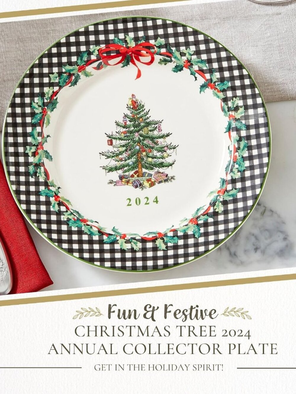 SPODE 2024 Christmas Tree Collector Plate in Porcelain Size 8" Brand New NIB